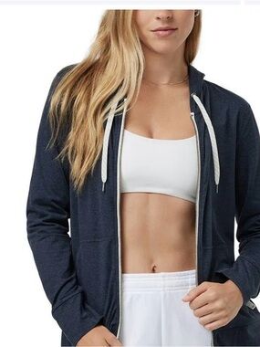 Vuori Halo performance,Navy Zip-Up Hoodie with Drawstring